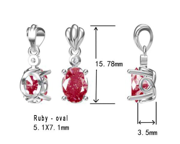 18K White Gold 0.80 ct Ruby Pendant with Natural Diamond