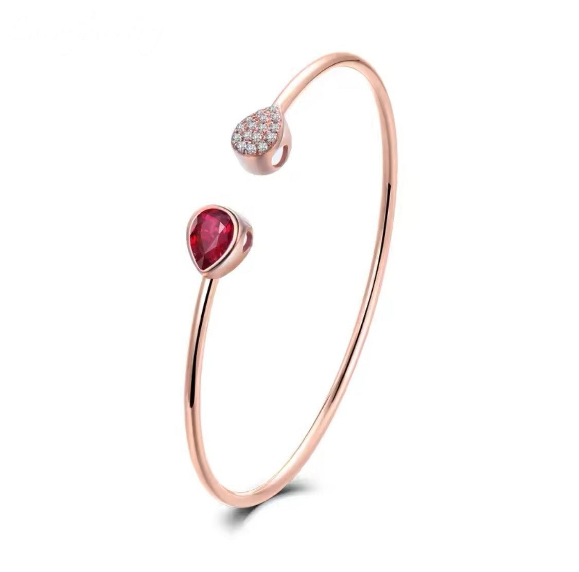18Kt Rose Gold 0.87 ct Ruby Bracelet with Natural Diamonds 0.06 ct