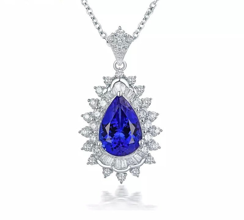 18Kt White Gold Diamond 4.14 ct Tanzanite Pendant