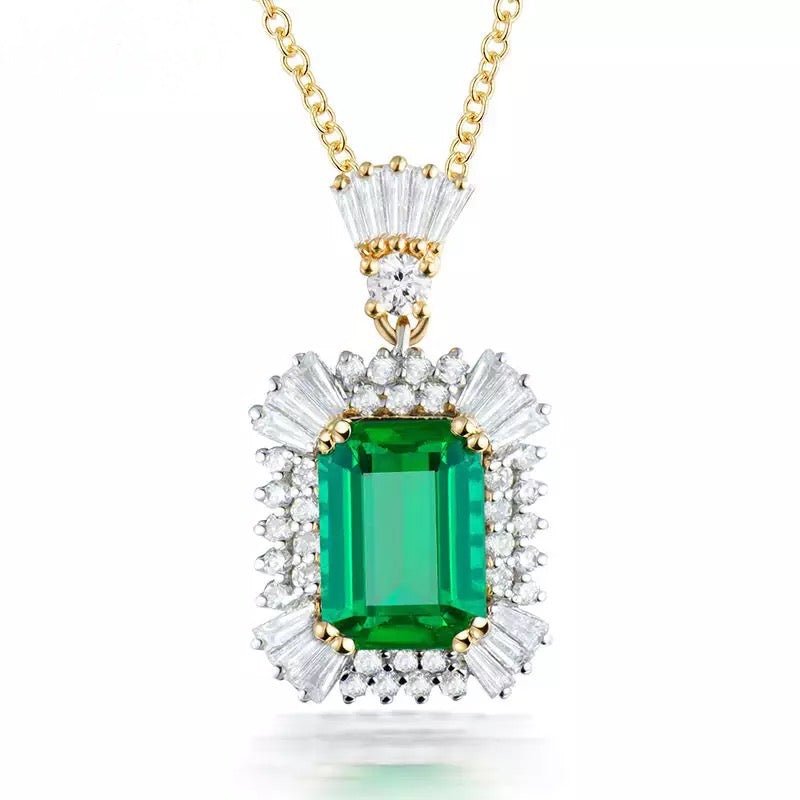 18Kt Yellow Gold Diamond & 2.36 ct Emerald Pendant