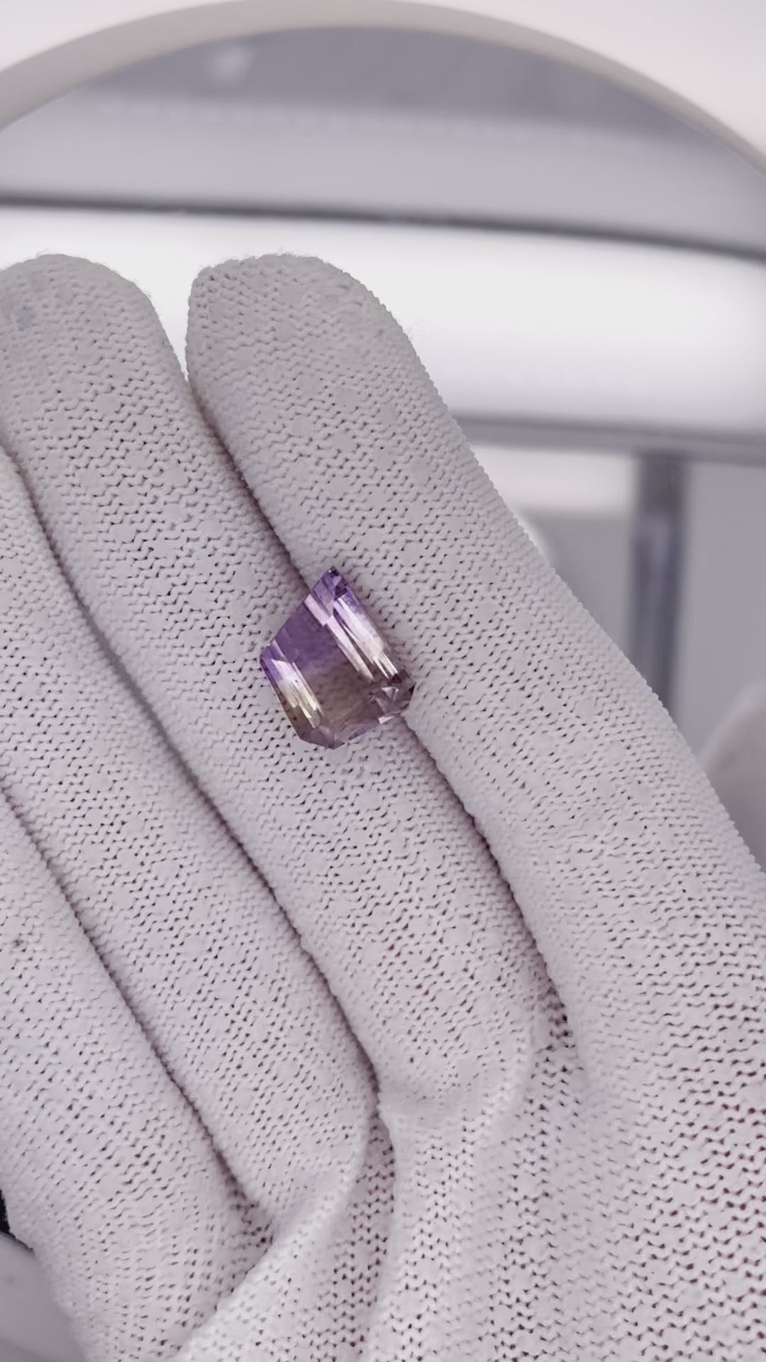 Natural Ametrine 7.65 carats, cut-cornered whistle cut, purple-yellow bi-color gemstone, untreated