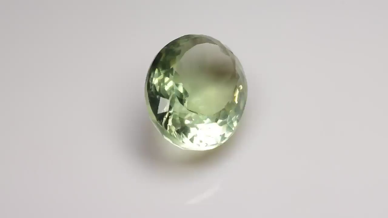 Natural Prasiolite 17.96 carats, green amethyst, oval cut, heat treated gemstone from Bolivia
