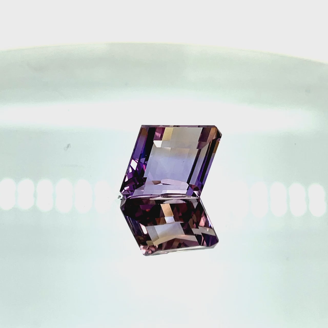 Natural Ametrine 10.81 carats, lozenge cut, bicolor violet and orange-yellow gemstone, untreated