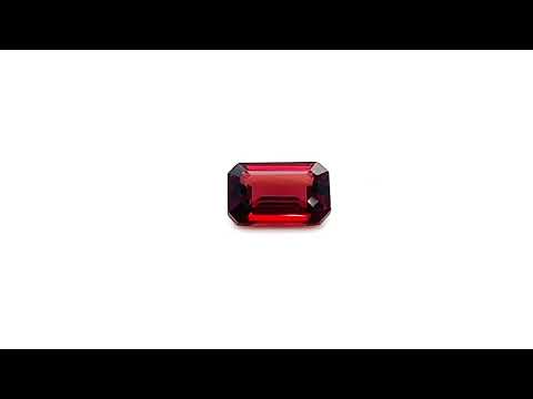 Natural almandine garnet, 3.12 carats, cornered rectangular cut, IF clarity, untreated, dark orangy-red, ČGL certified