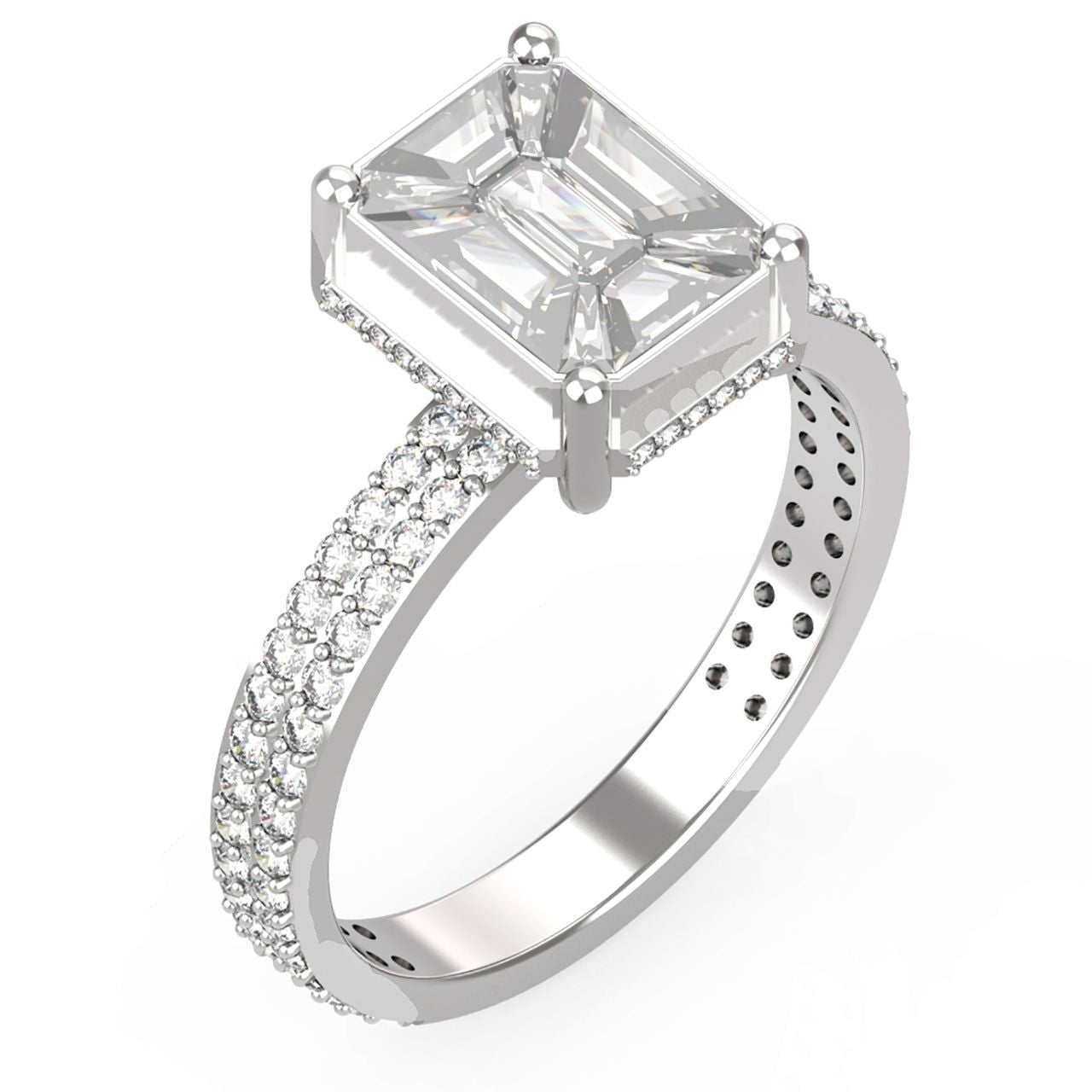 Illusion Diamond Ring – 1.47 ct Total, 18K White Gold - Ring size 7
