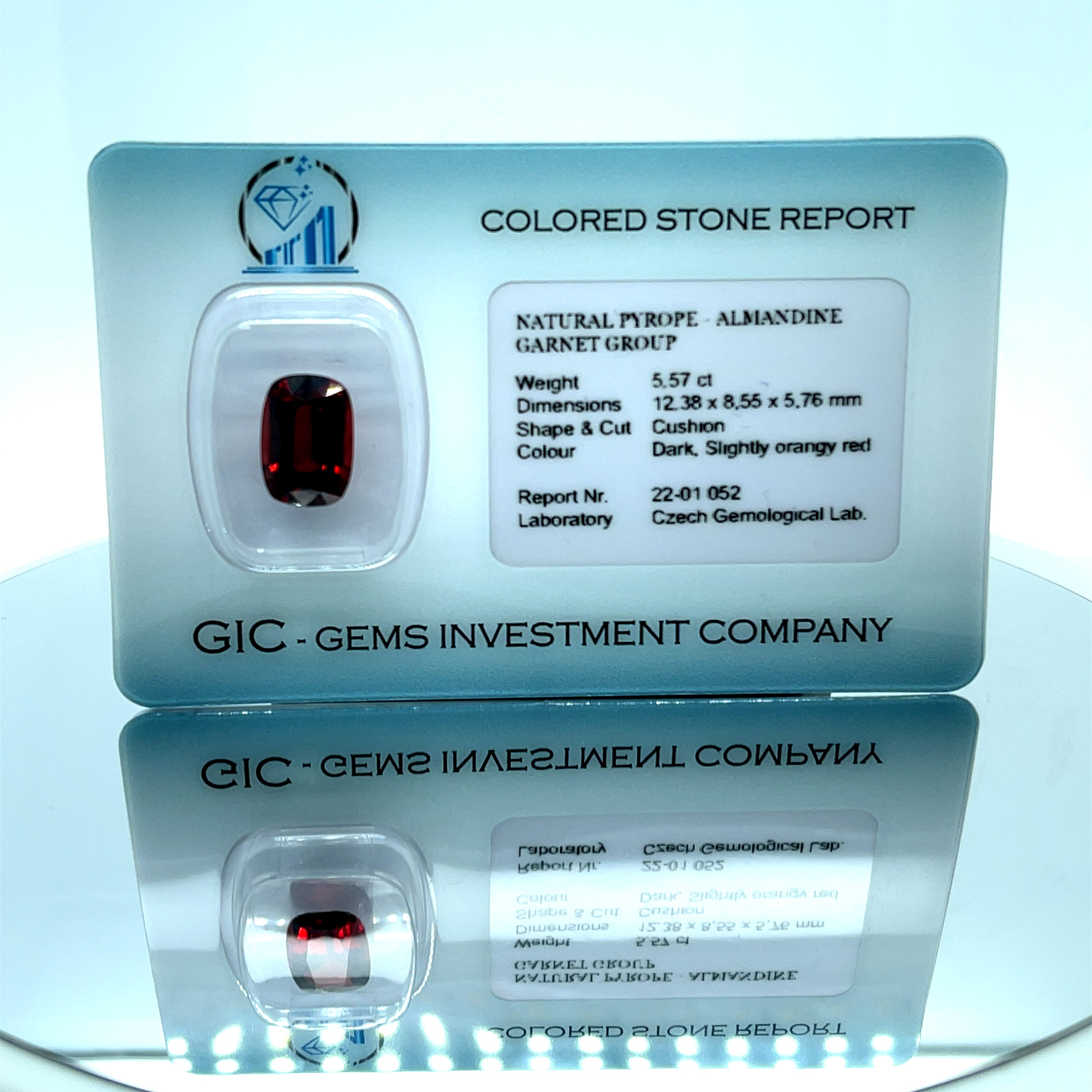 Natural Almandine Garnet 5.57 ct – Cushion Cut, Untreated, ČGL Certified