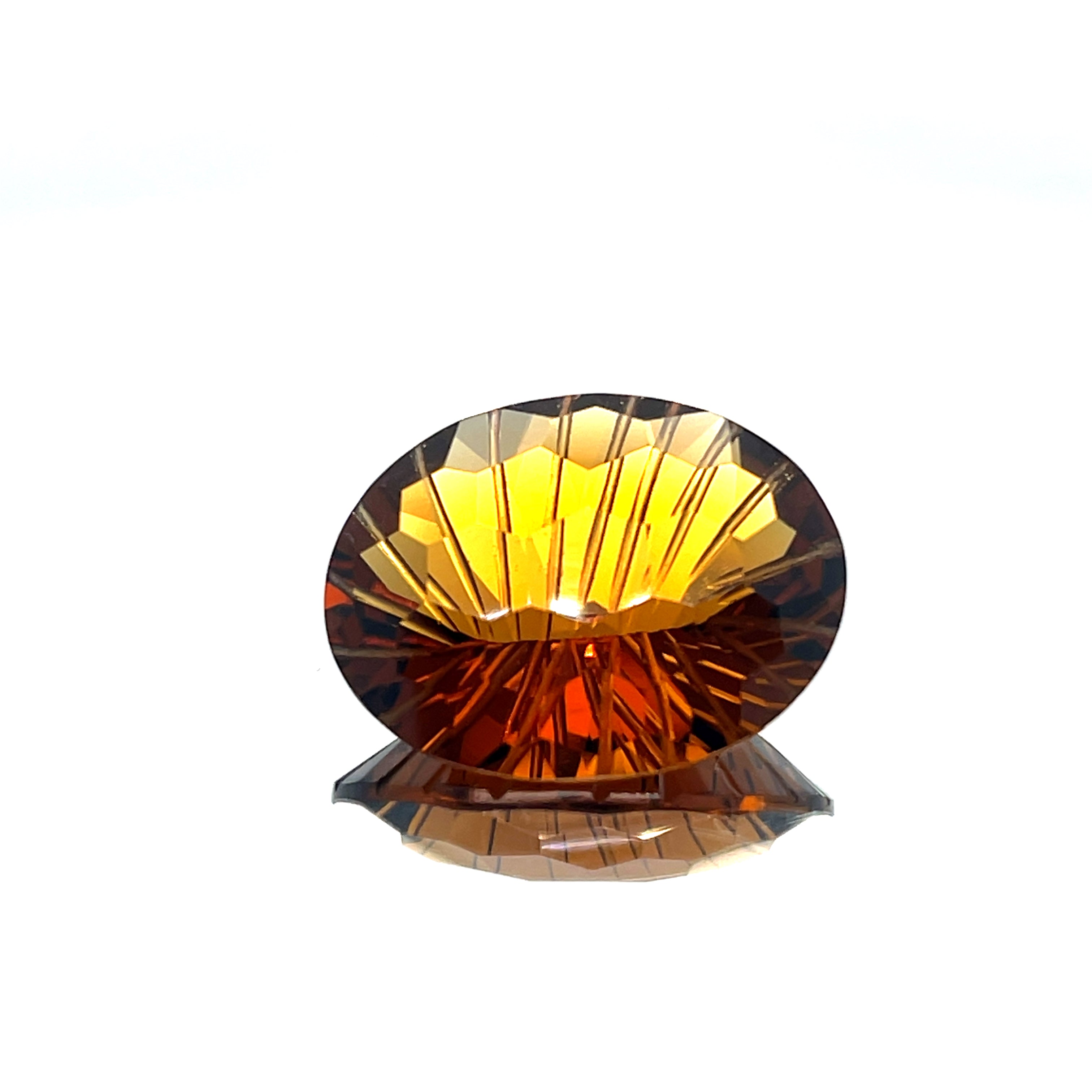 Natural Honey Citrine 19.11 ct – Oval Honeycomb Cut, Untreated