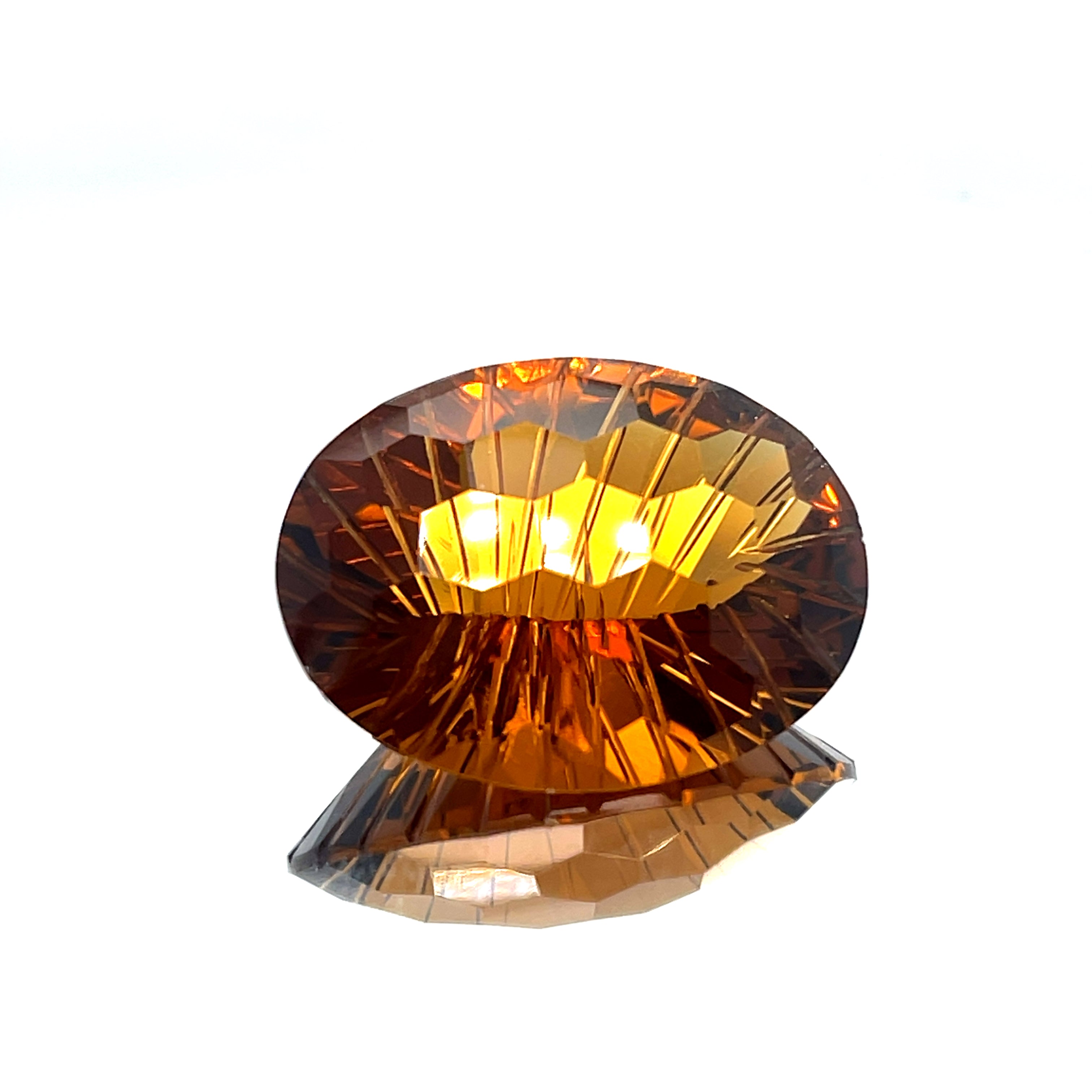 Natural Honey Citrine 29.53 ct – Oval Honeycomb Cut, Untreated