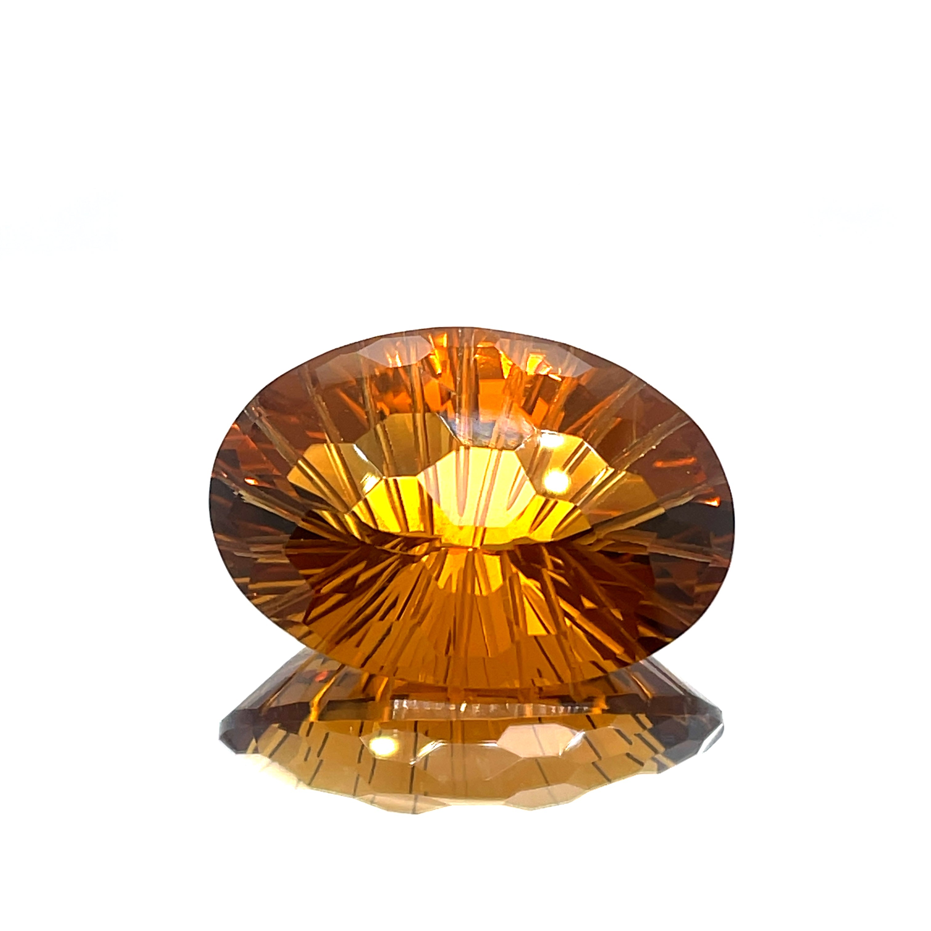 Natural Honey Citrine 39.29 ct – Oval Honeycomb Cut, Untreated