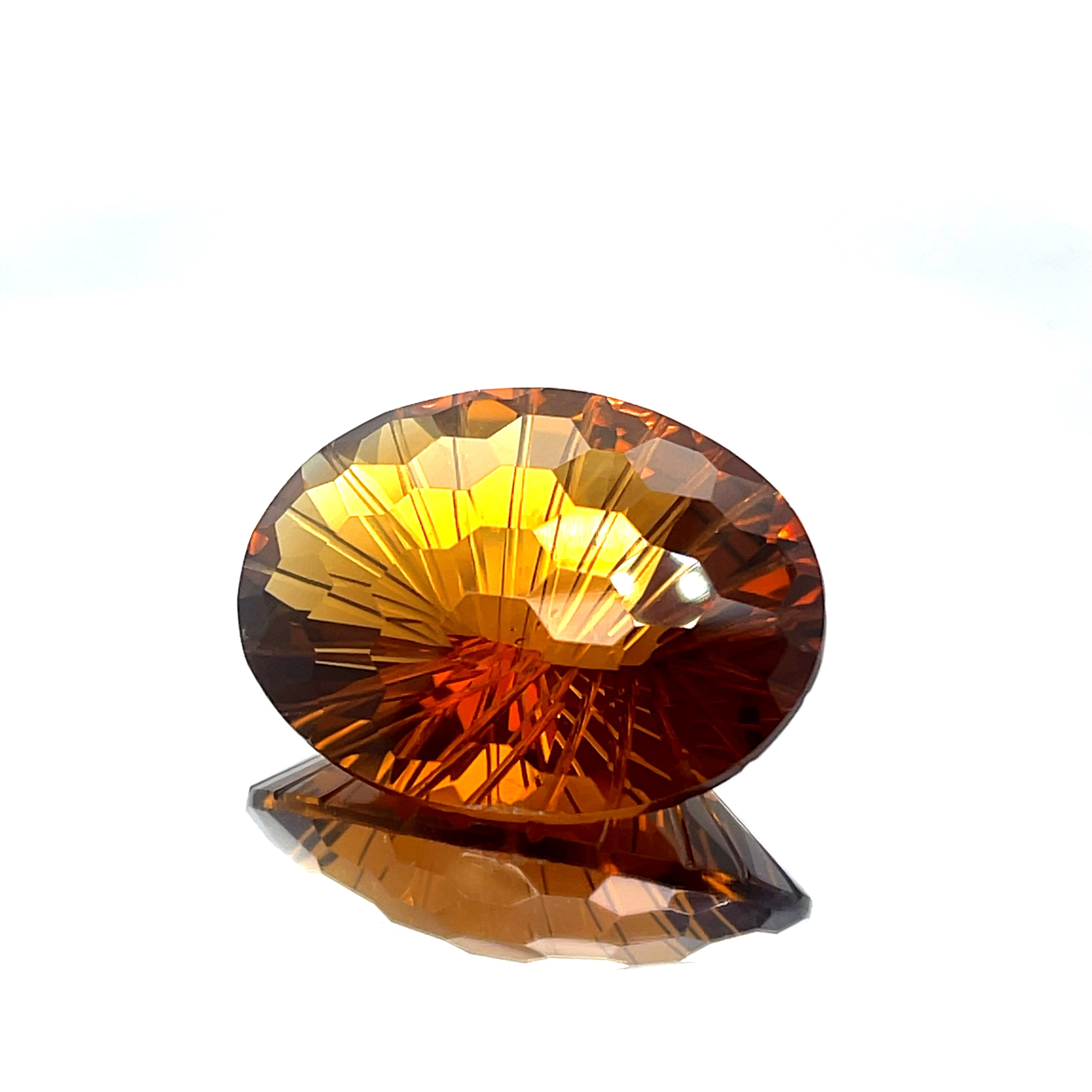 Natural Honey Citrine 39.86 ct – Oval Honeycomb Cut, Untreated