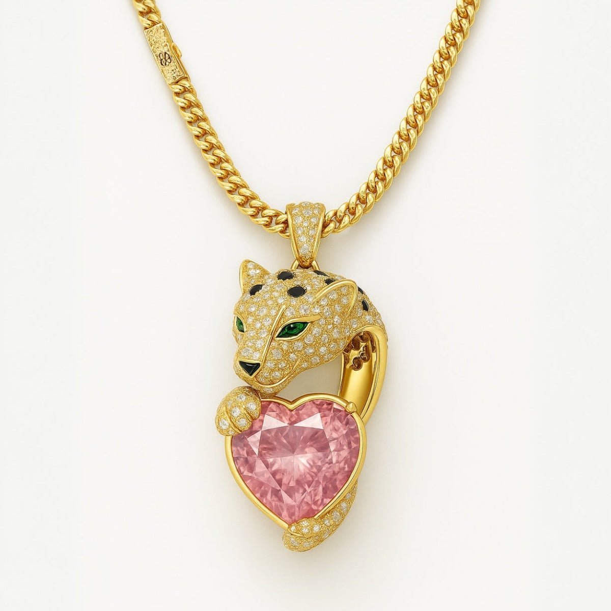 One - of - a - Kind 18k Gold Pendant with Natural Padparadscha Sapphire 3.02 ct – Heart Cut, GRS Certified