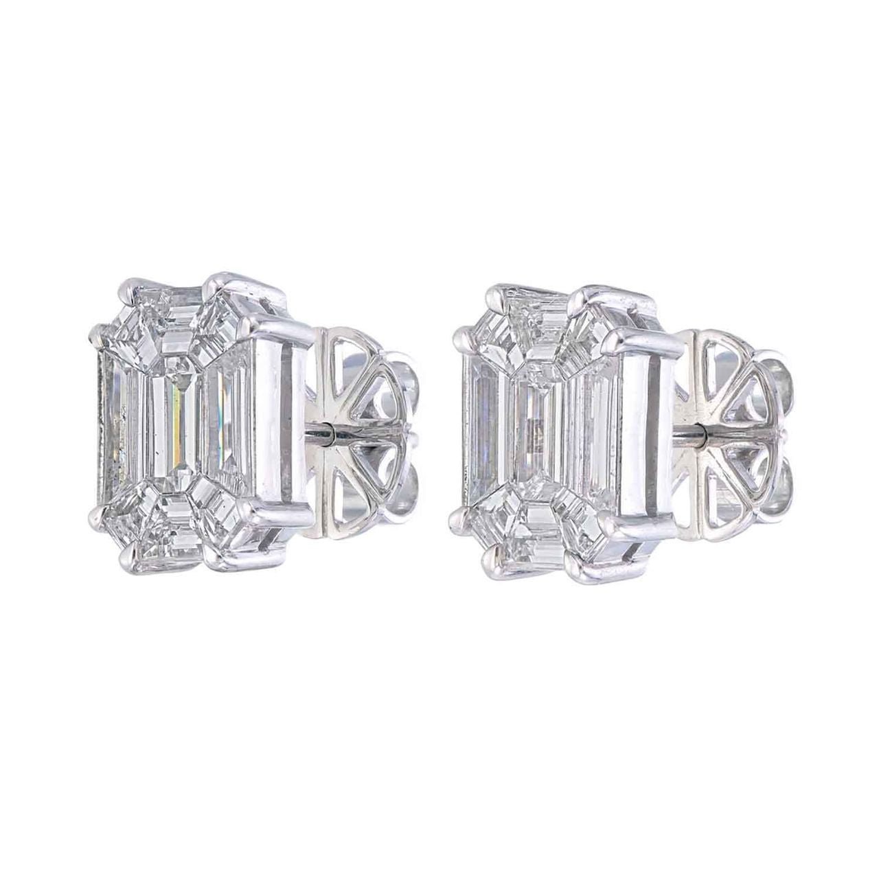 Piecut Diamond Earrings 0.78 ct – 18K White Gold