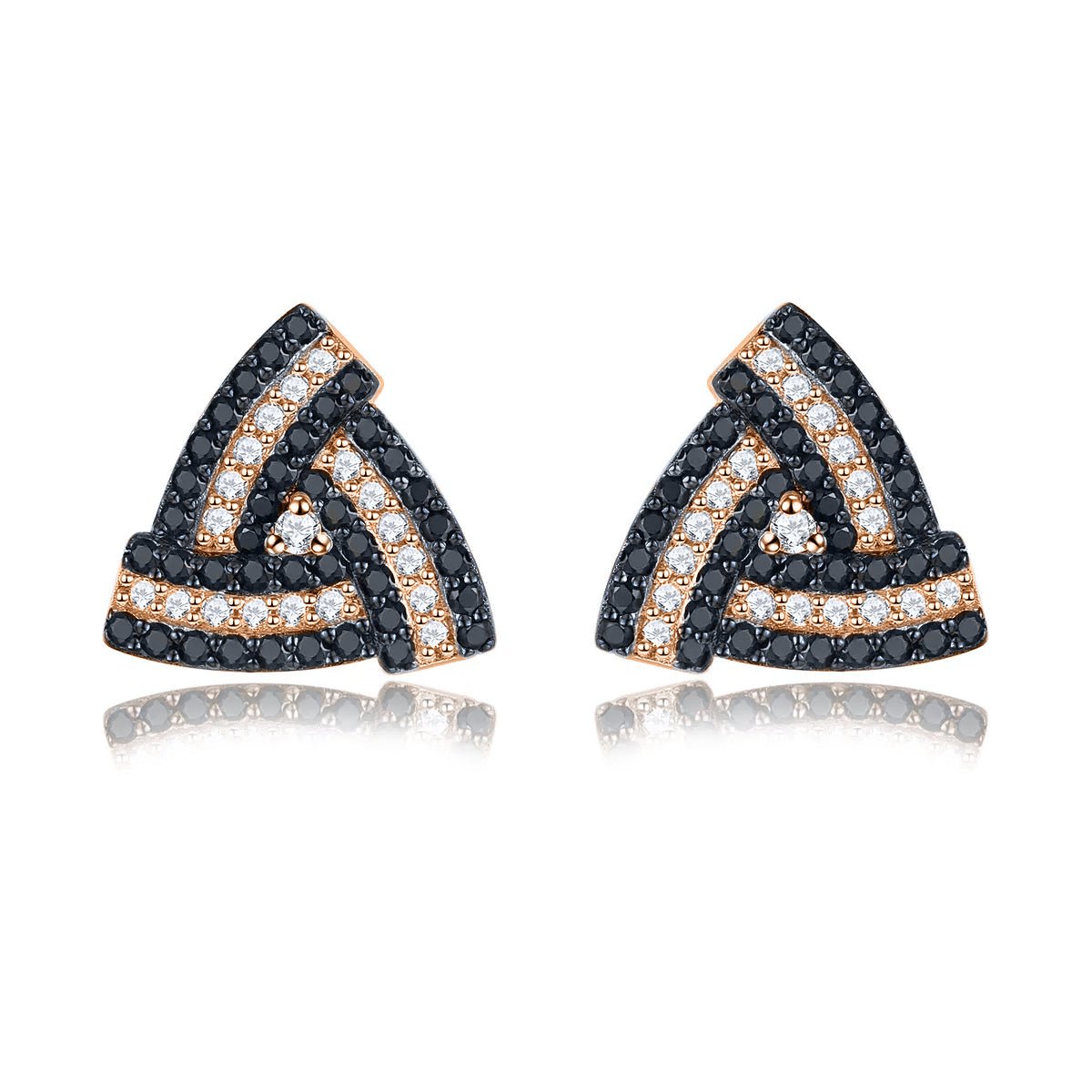 Silver 0.60 ct Black Spinel Earrings / Rose Gold