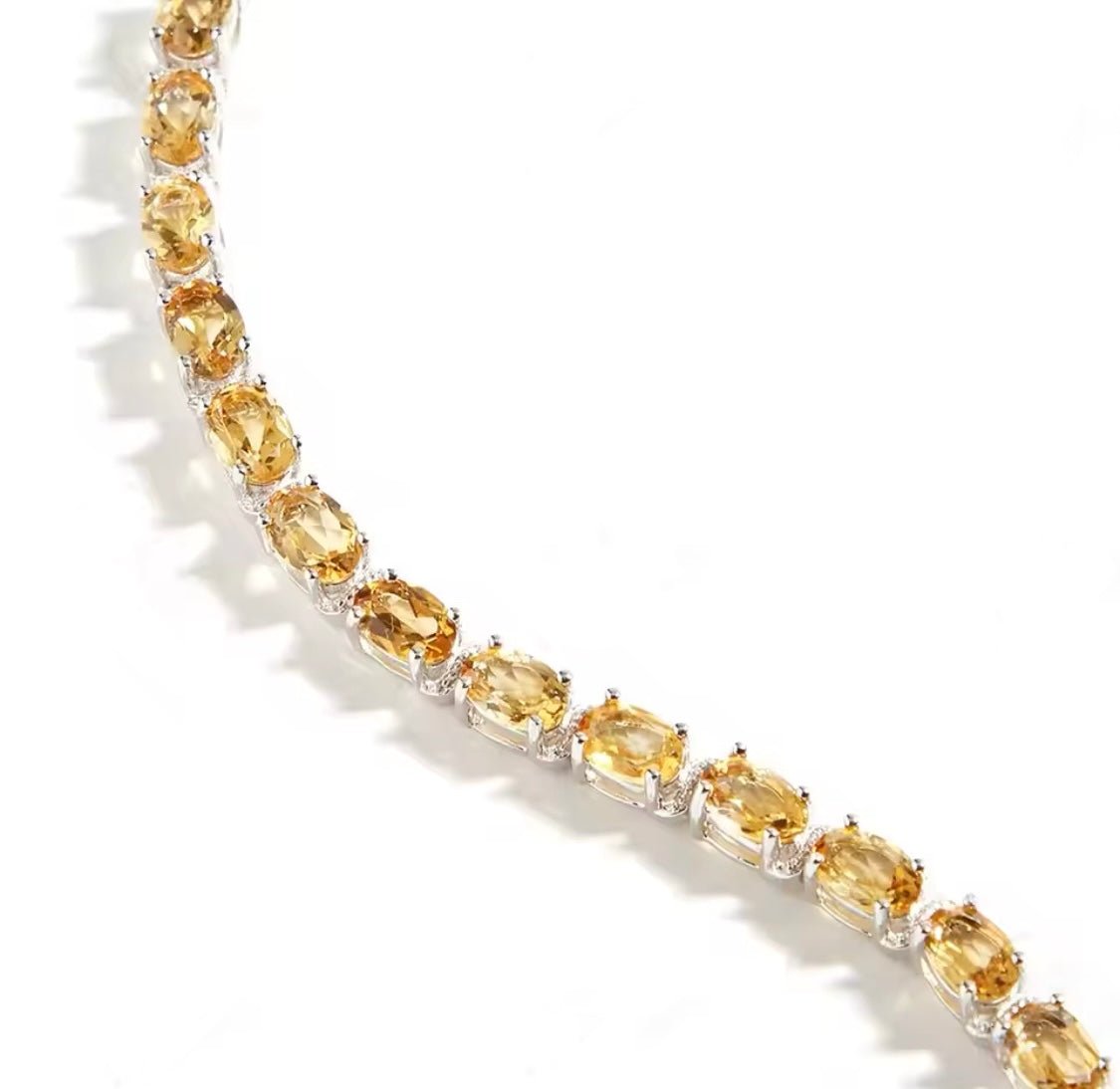 Silver Citrine Bracelet 12.00 ct – Oval Cut, Tennis Design
