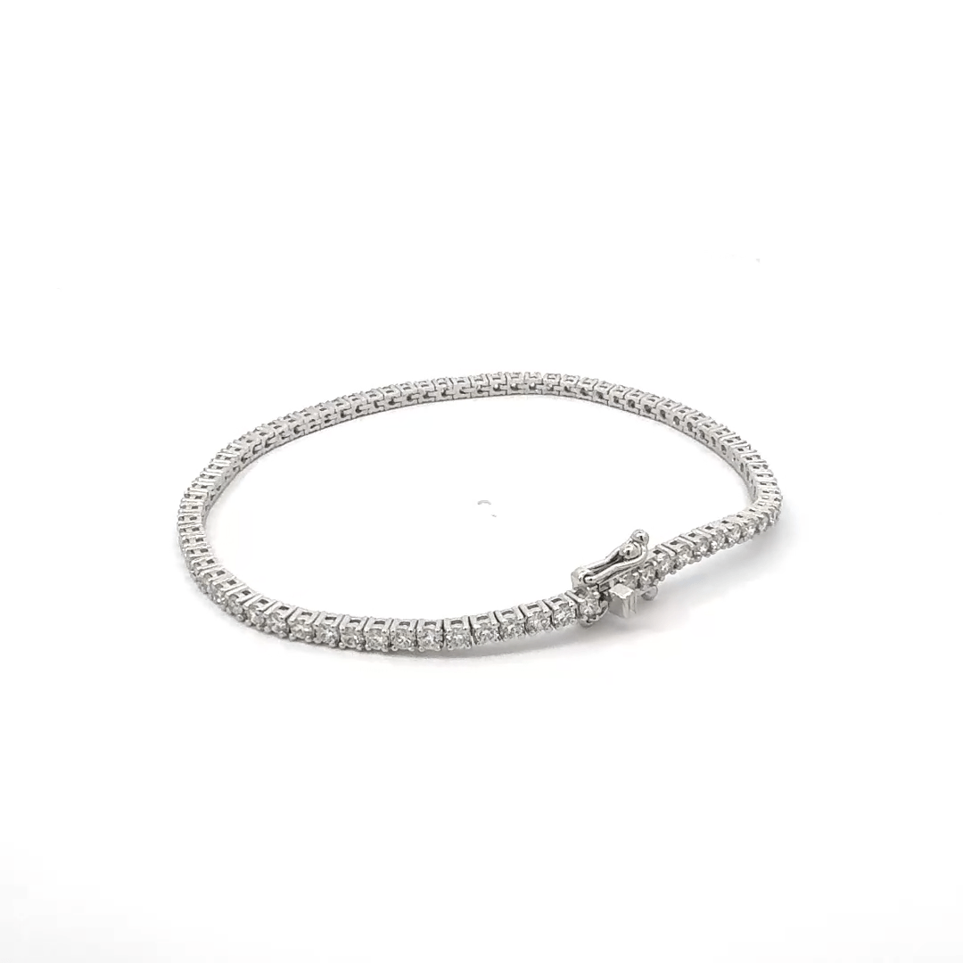 Diamond Tennis Bracelet 2.86 ct – Round Cut, 18K White Gold