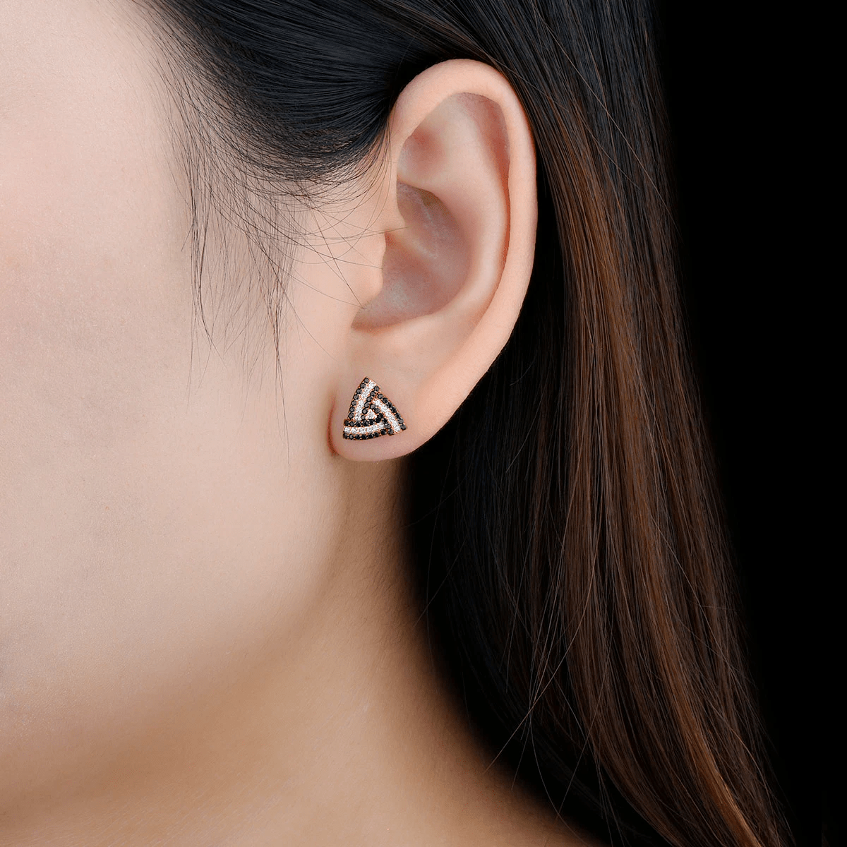 Silver 0.60 ct Black Spinel Earrings / Rose Gold